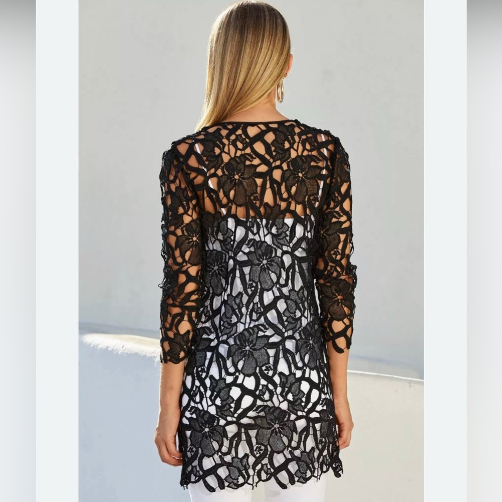 Boston proper open front lace duster